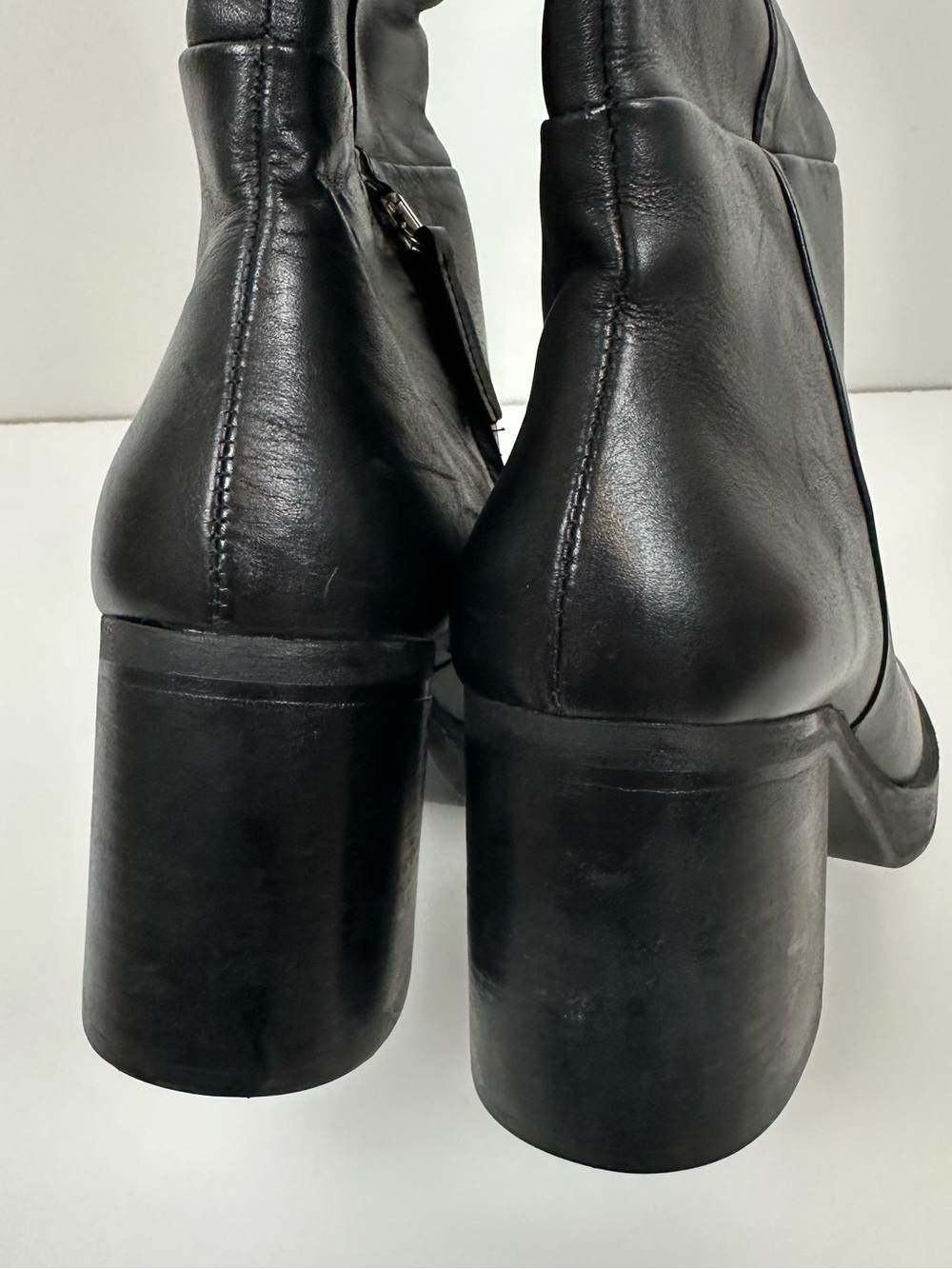 Zara Knee High Block Heel Leather Boot - Picture 10 of 12